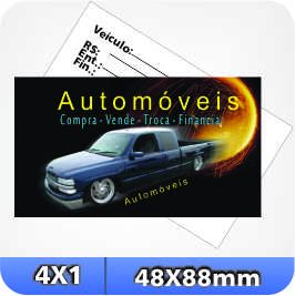 500 Cartões - 48x88mm Couchê -250g - 4x1 Verniz Total Frent